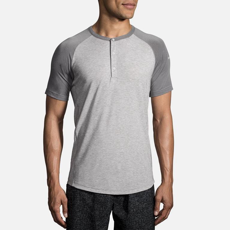 Brooks Cadence Mens Short Sleeve Running Shirt - Grey - Indonesia (CYPB-45017)